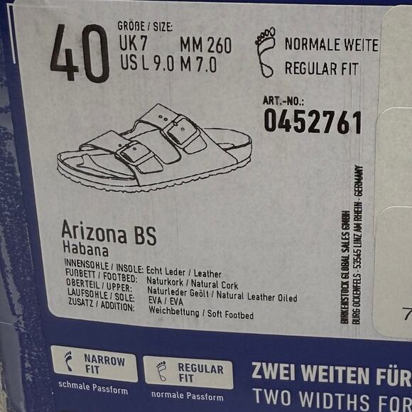 NIB • Birkenstock Arizona Soft Footbed Oiled Leather Size: 40 L9/M7 Normal Width - Picture 8 of 8